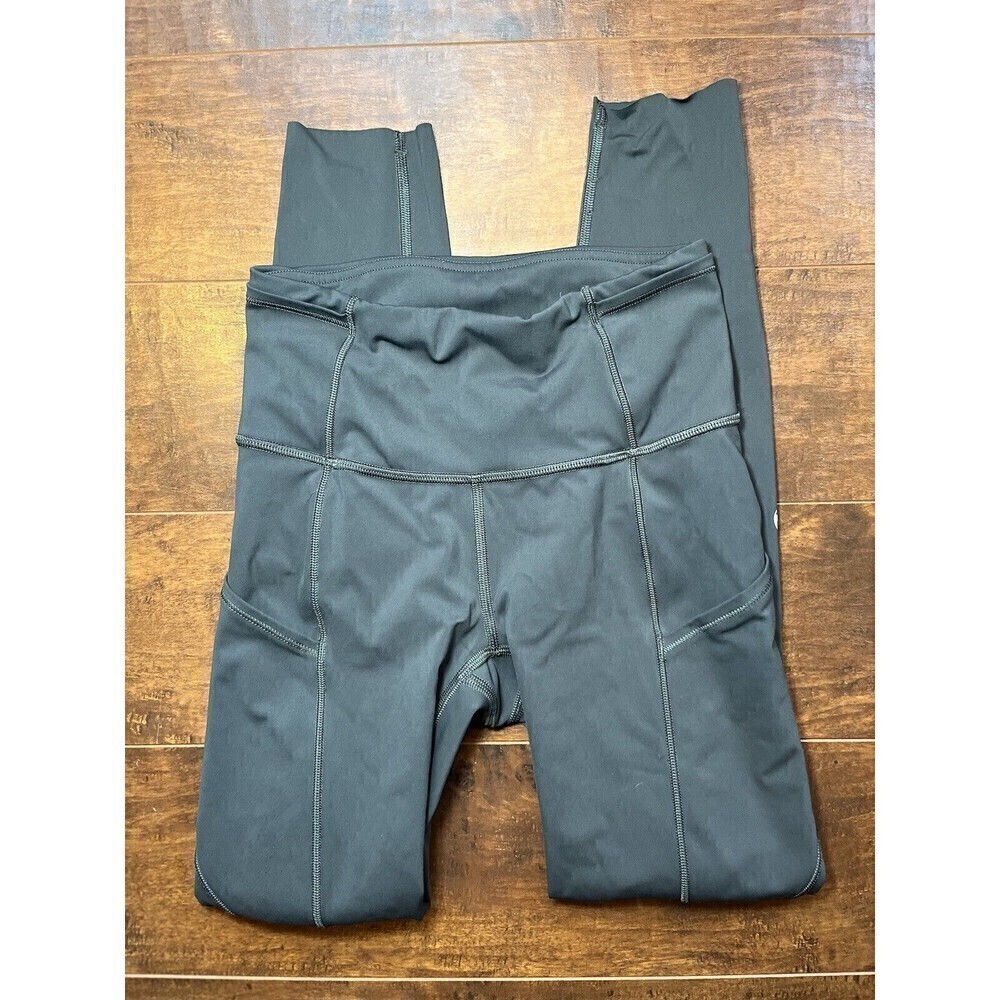 Womens Lululemon Gray Cropped Pocket Running Legging *Flawed* Sz 2